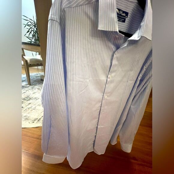 Poeta men’s blue and white striped button-down size XXL - Picture 2 of 7